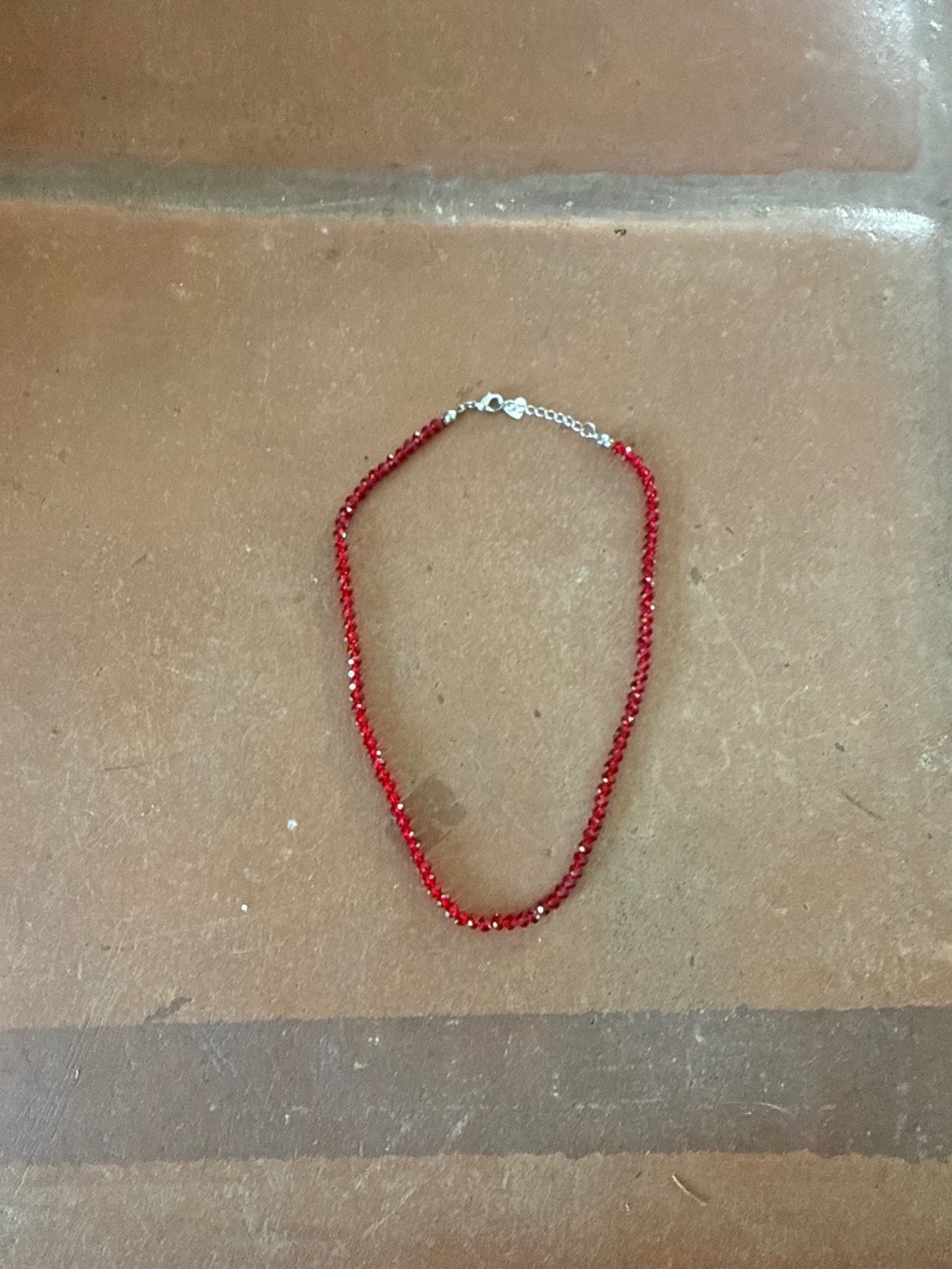 Red faceted bead choker